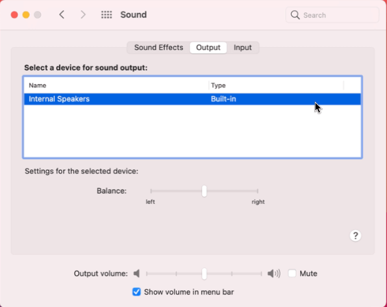 Output tab
