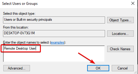 Remote desktop option