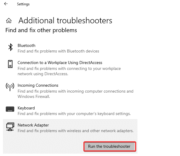 Run the troubleshooter
