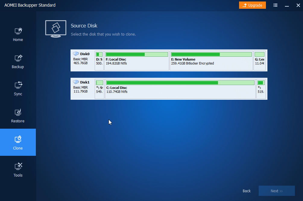 Source Disk - AOMEI Backupper