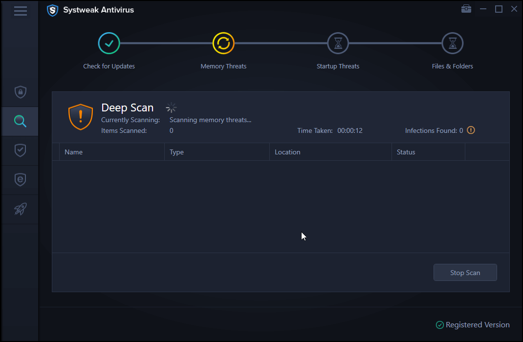 Systweak Antivirus - Scan
