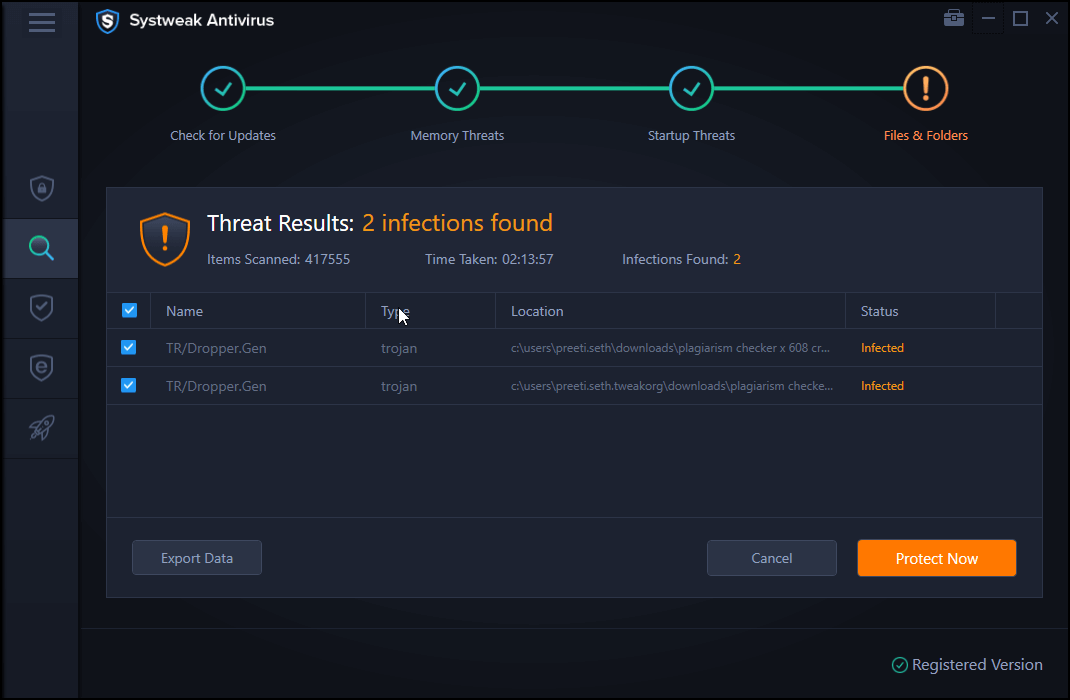 Systweak Antivirus _ infection Founcd