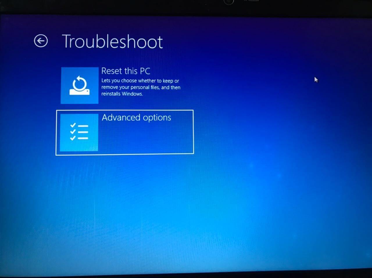 Troubleshoot Advanced Options