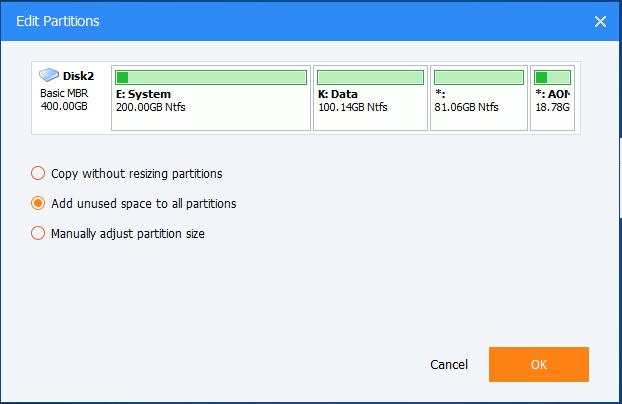 Unused Space - AOMEI Backupper