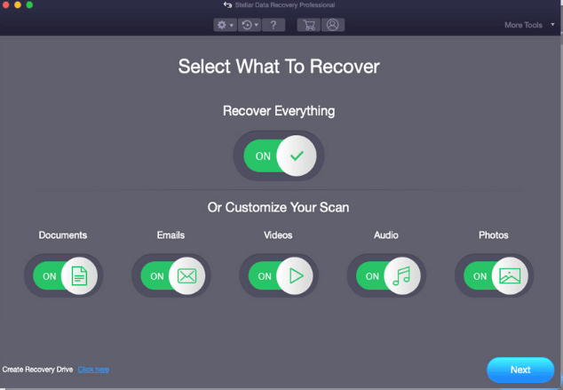 select what to recover