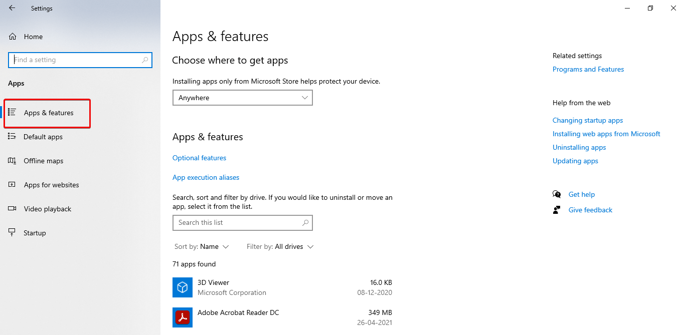 Apps & feature