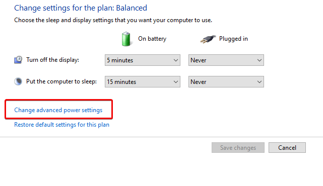 Change setting for the plan
