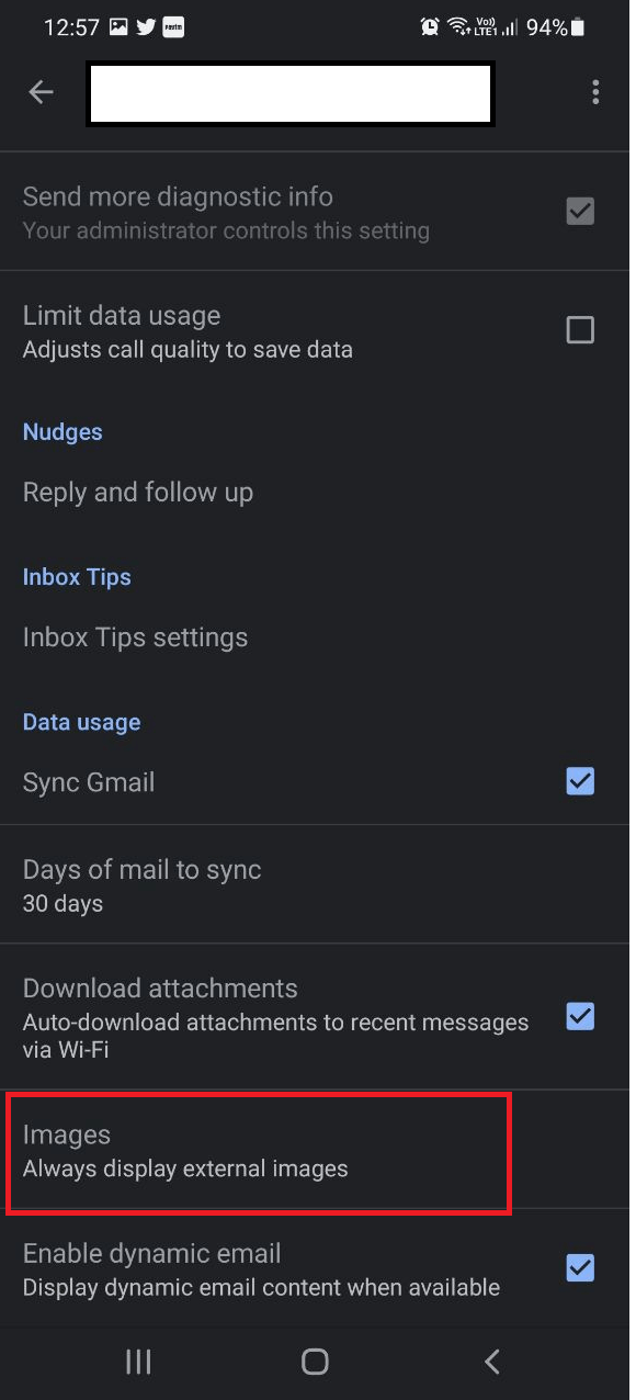 Images option