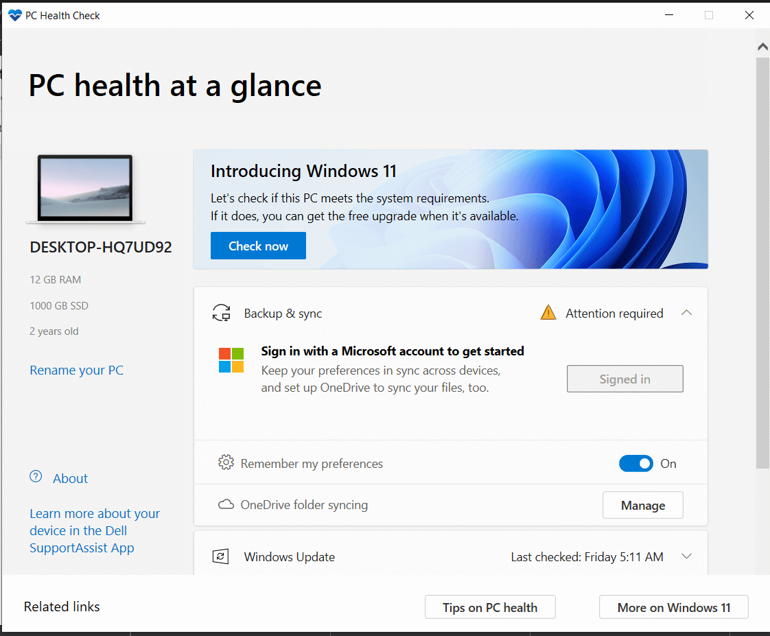 PC health at a Glance