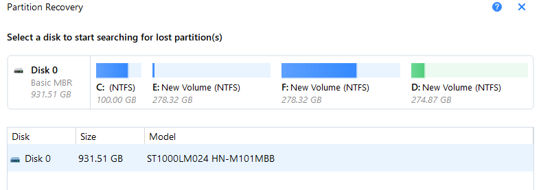 Partition Recovery disk