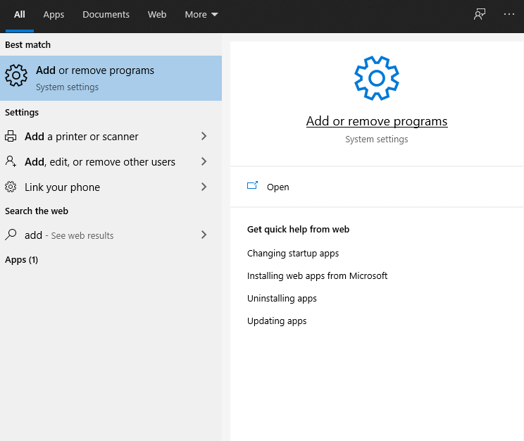 Add remove Program
