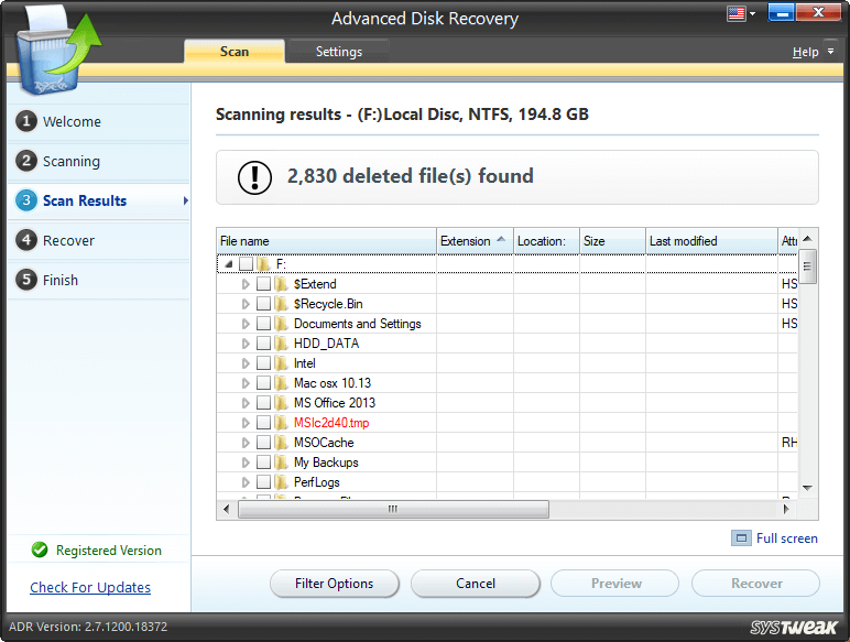 Advanced Disk Recovery - Scan Result
