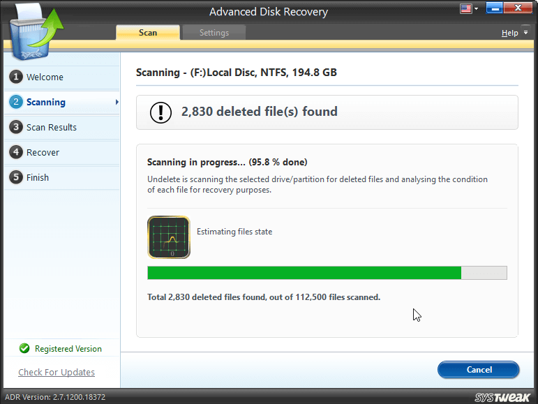 Advanced Disk Recovery - Scanning Process