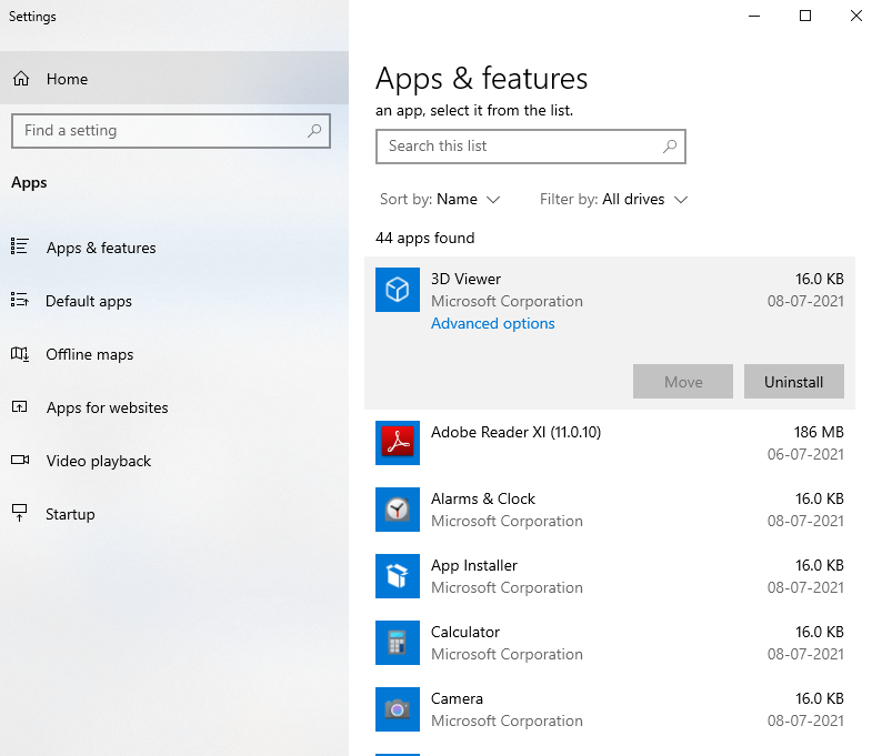 Apps and Features