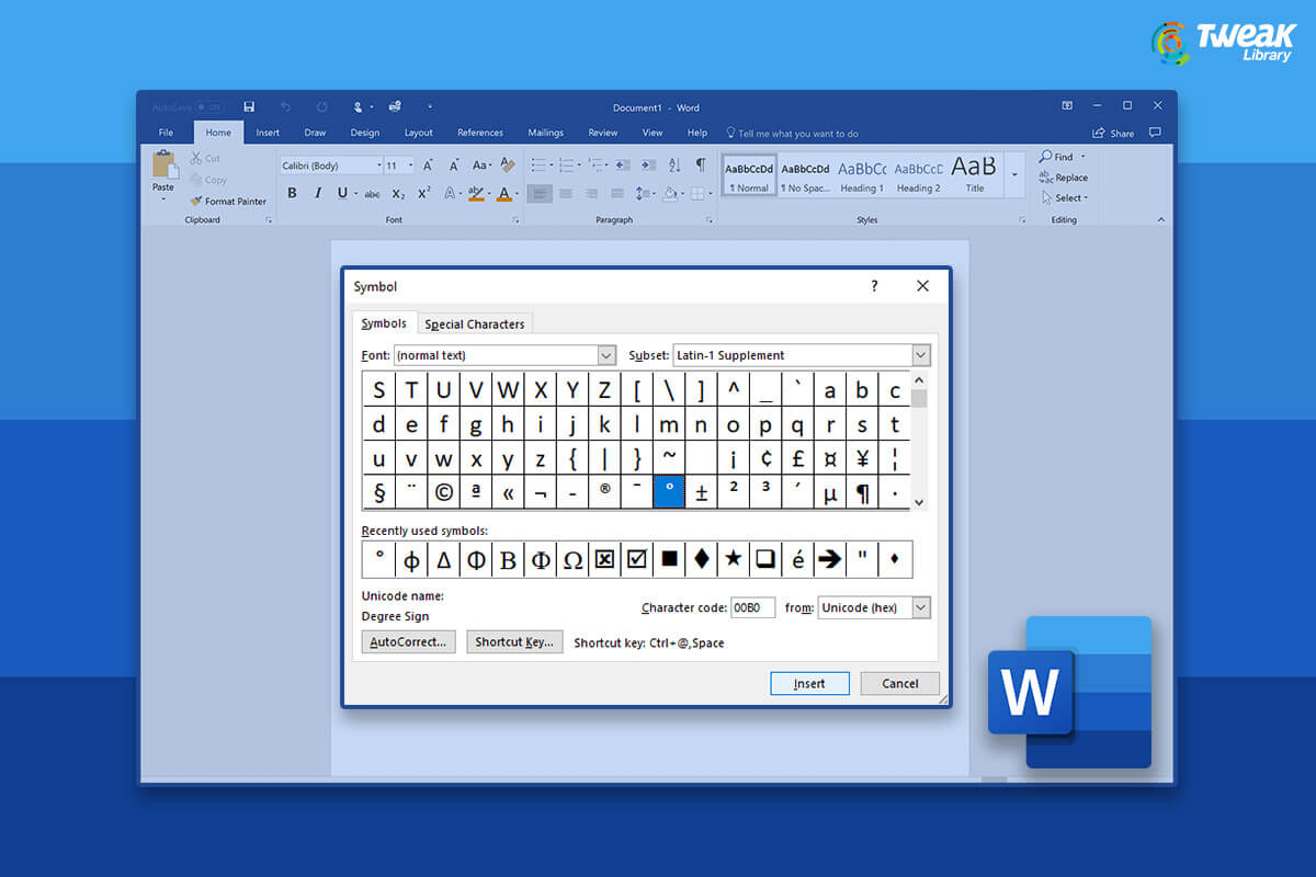 How to Insert the Degree Symbol in Microsoft Word