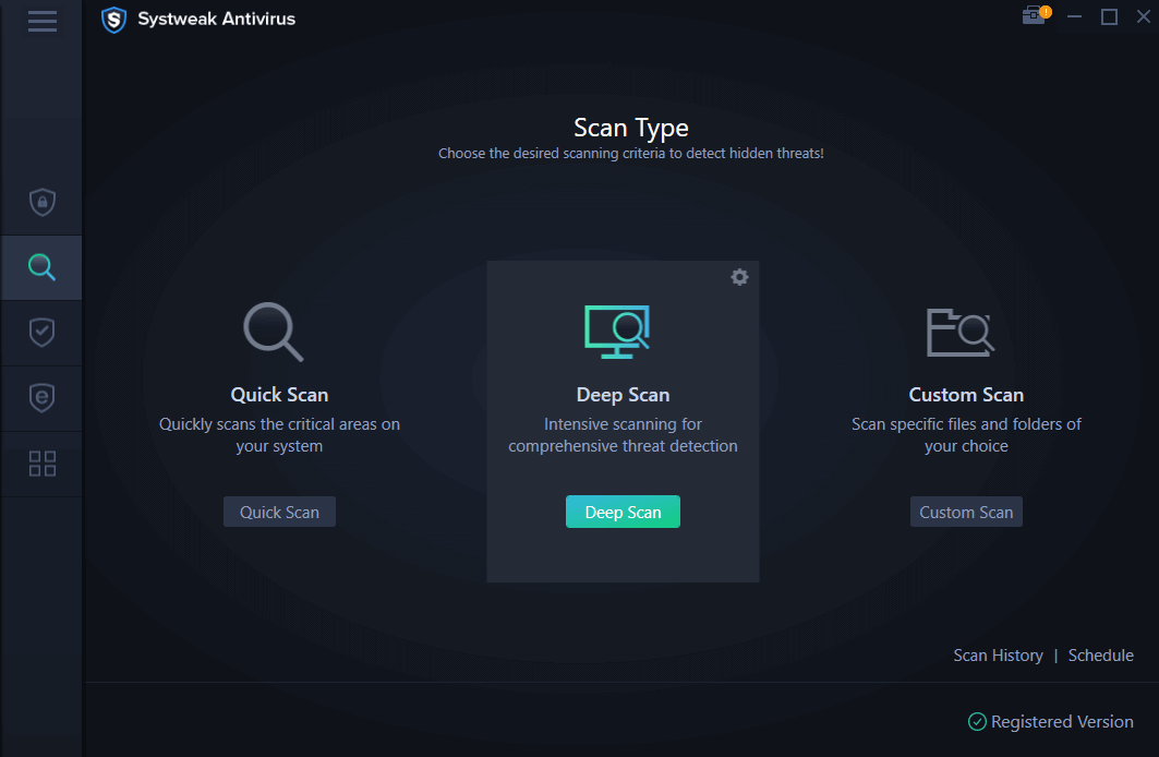 Systweak Antivirus - Scan Type
