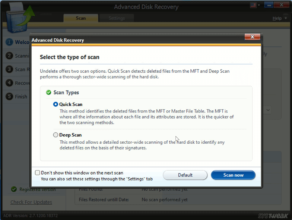 Advanced Disk Recovery - Scan
