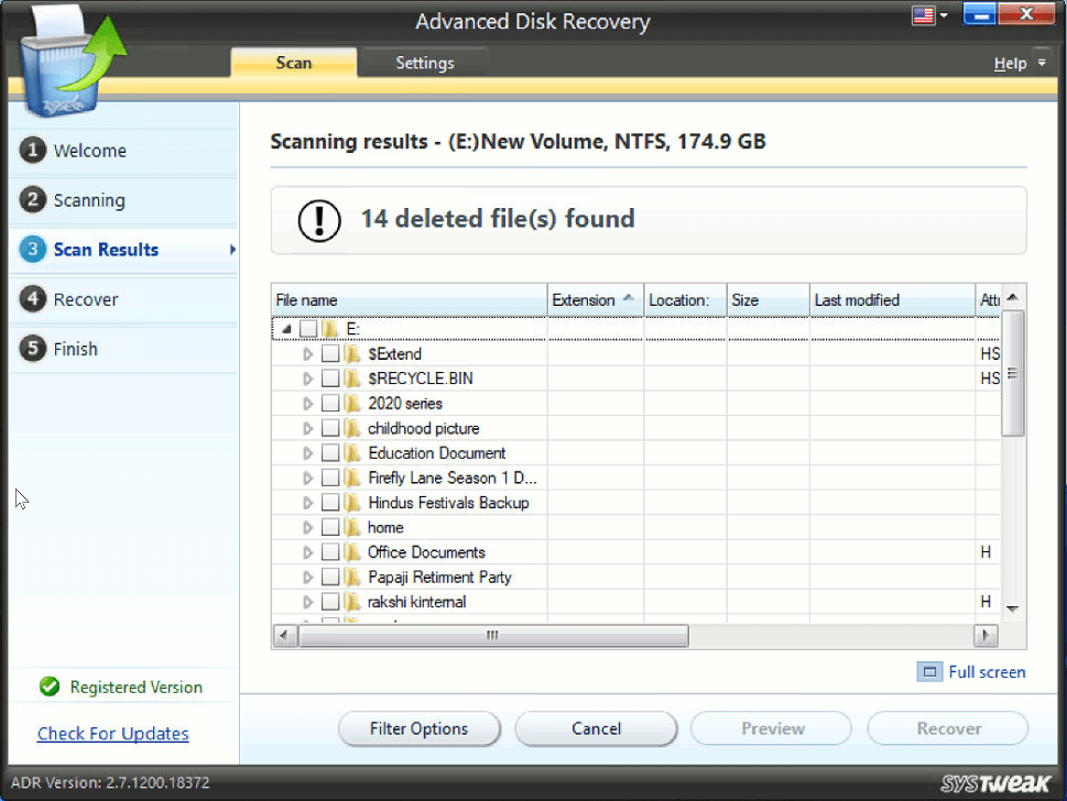 Advanced Disk Recovery - Scanned Result