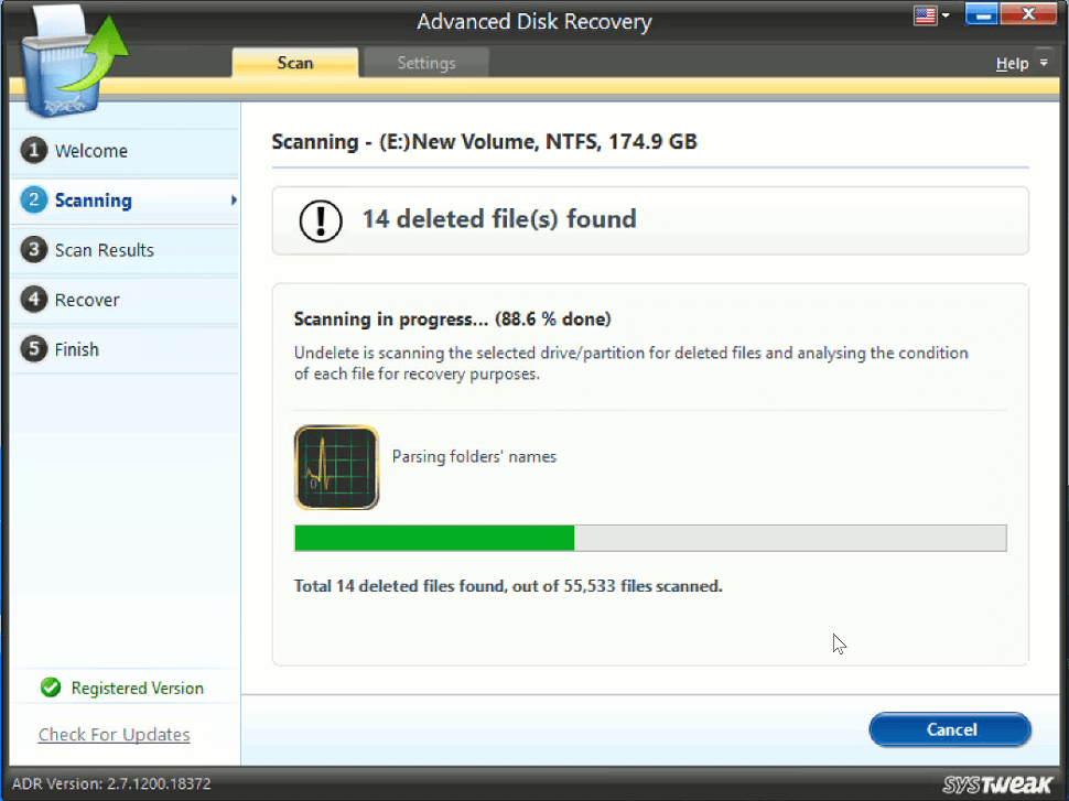 Advanced Disk Recovery - Scanning Process