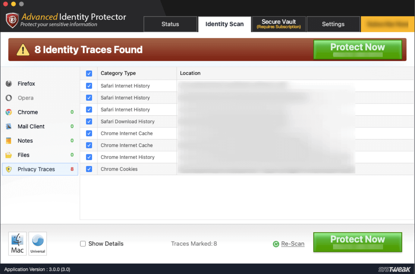 Advanced identity Protector - Trace Found
