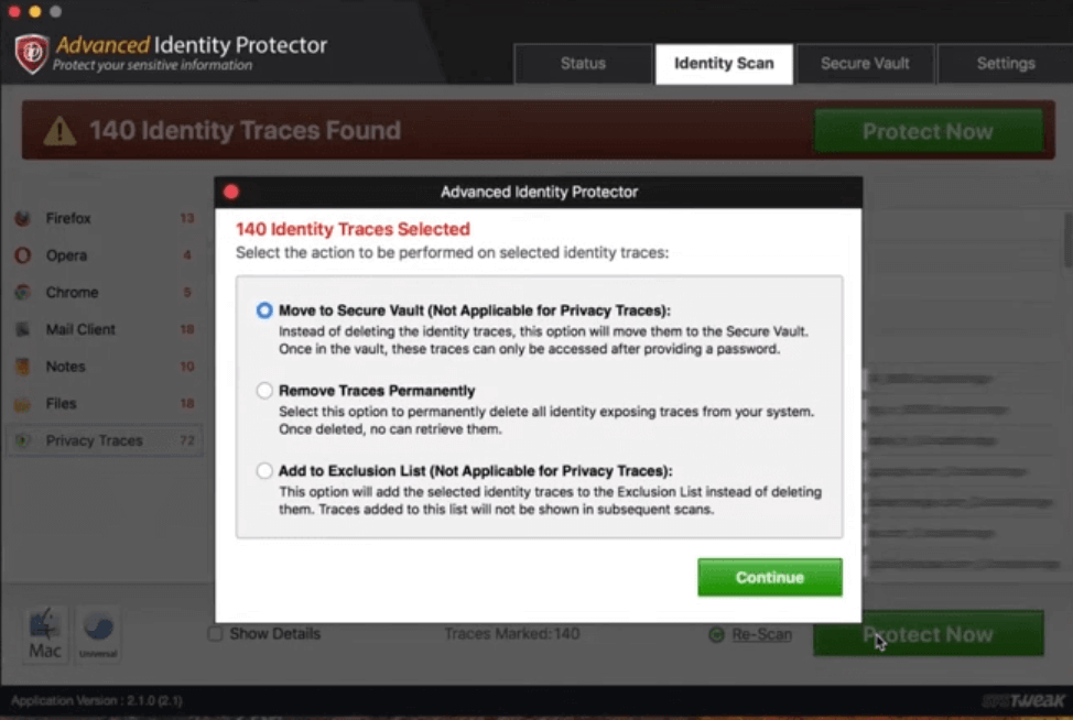 Identity Trace Selected