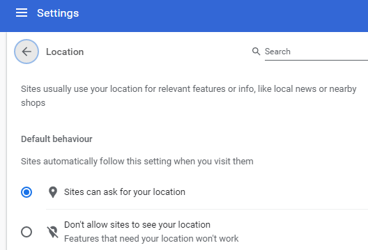 Location Settings