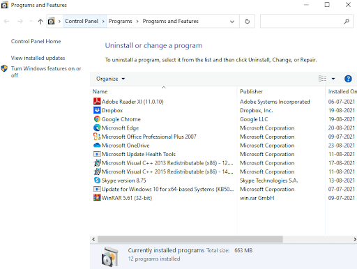 Uninstall program