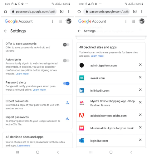 Manage password