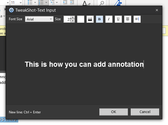 Tweakshot text