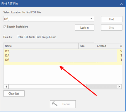 Find PST file