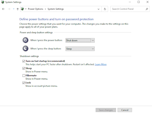 PC settings