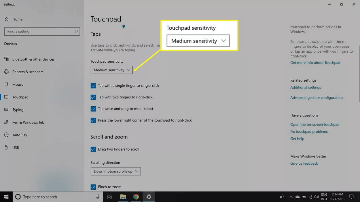 Touchpad Sensitivity