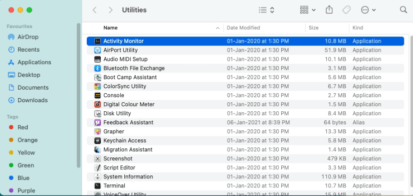 Activity Monitor on mac