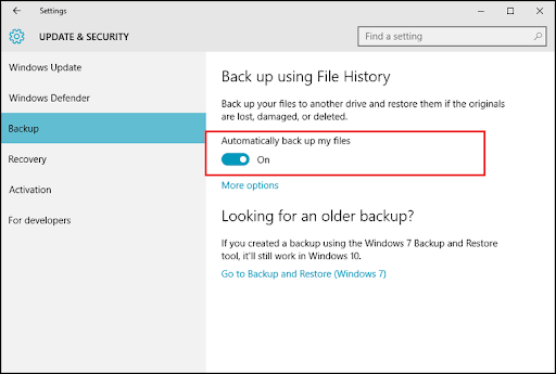 Backup files