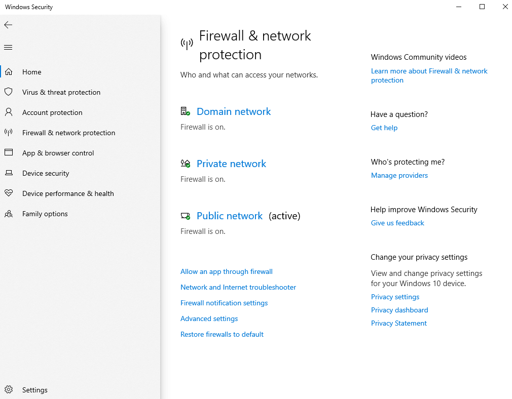 Firewall and network Options