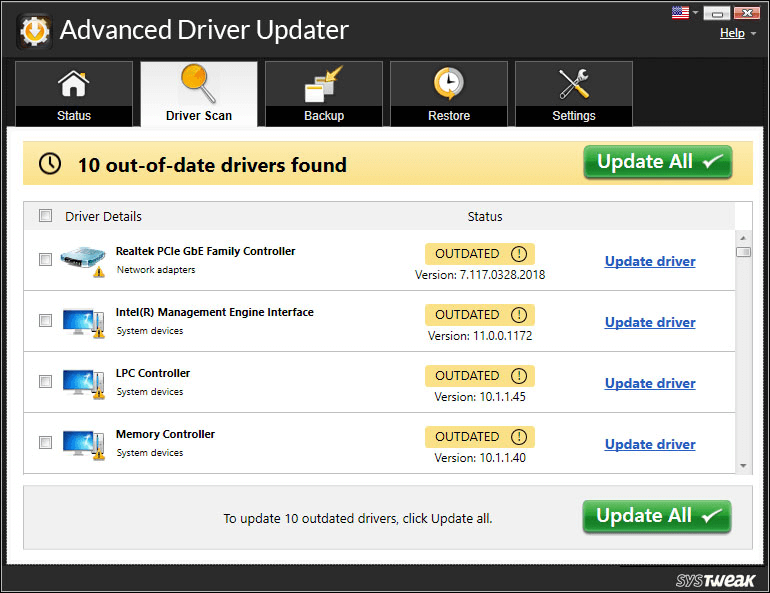 Advanced Driver Updater - Driver Scan