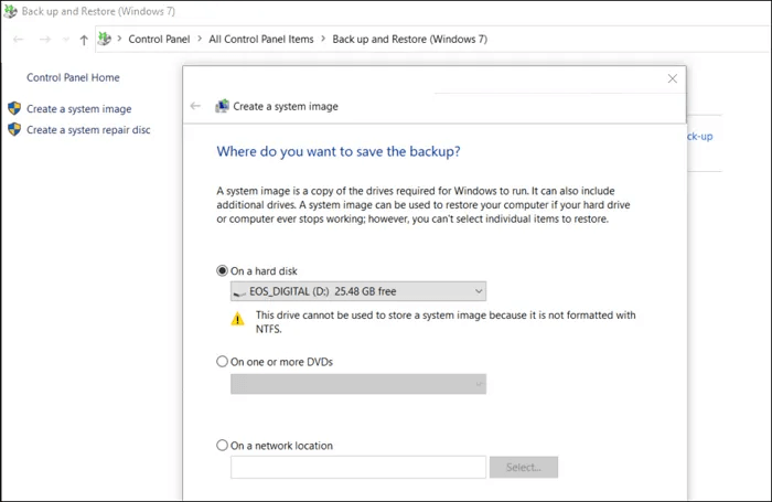 Create System image on Hard Disk