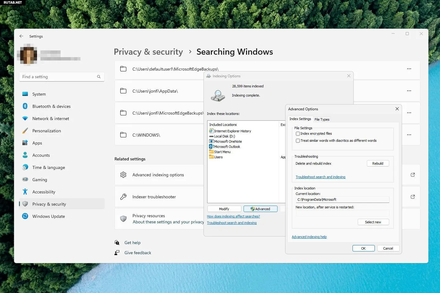 Settings tab