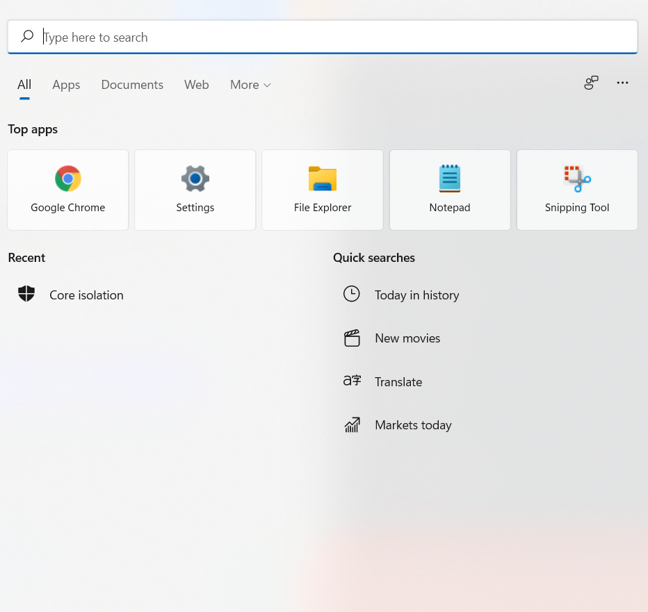 Type Windows Security