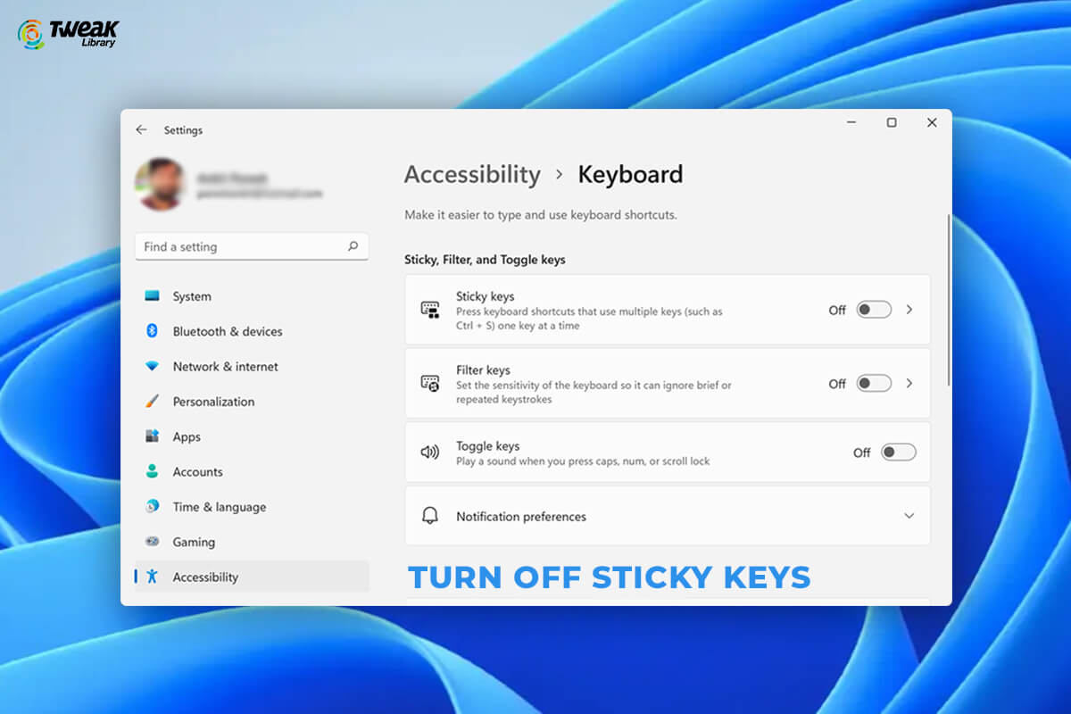 turn off Sticky keys