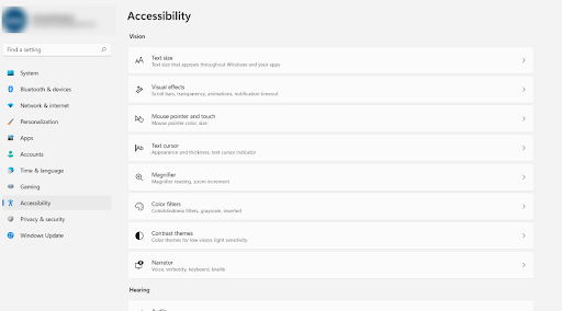 Accessibility option