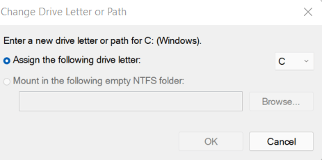Change Drive Letter or Path