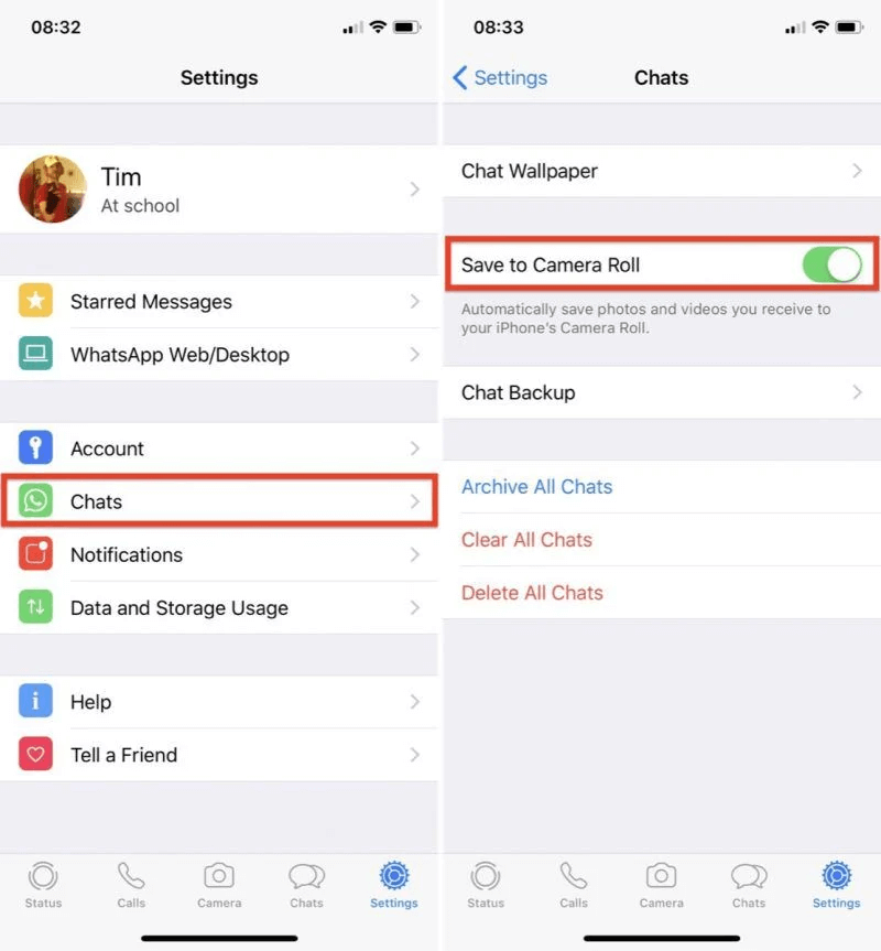 Chats Save Camera Roll