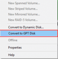 Convert to GPT Disk.
