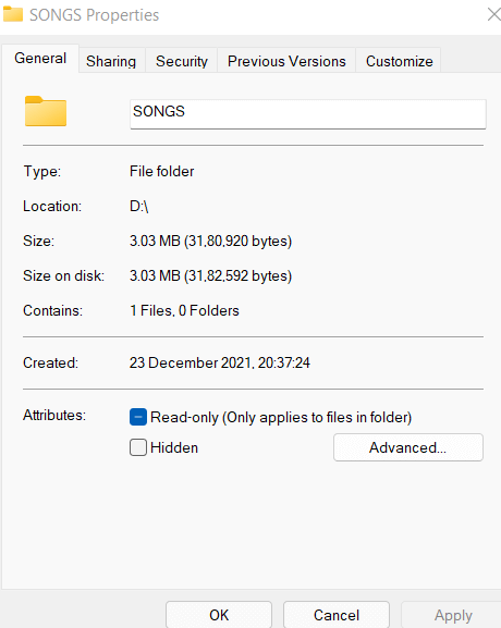 General Folder Setting