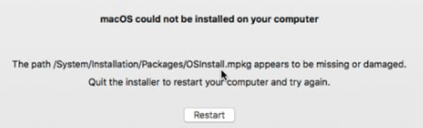 Macos Could not be installed on your computer Error