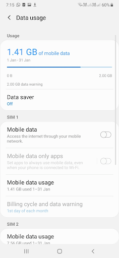 Mobile data usage
