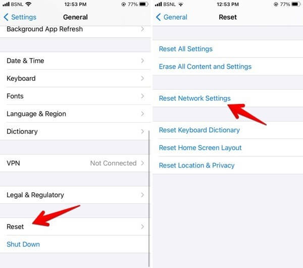 Reset Network Options