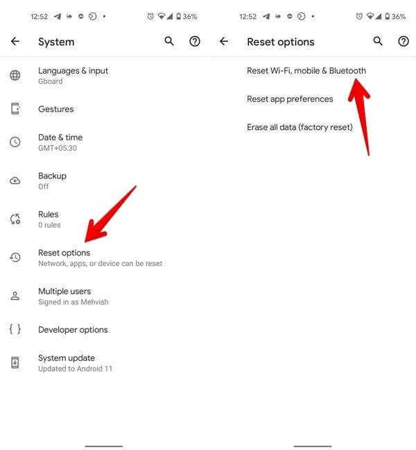 Reset Options
