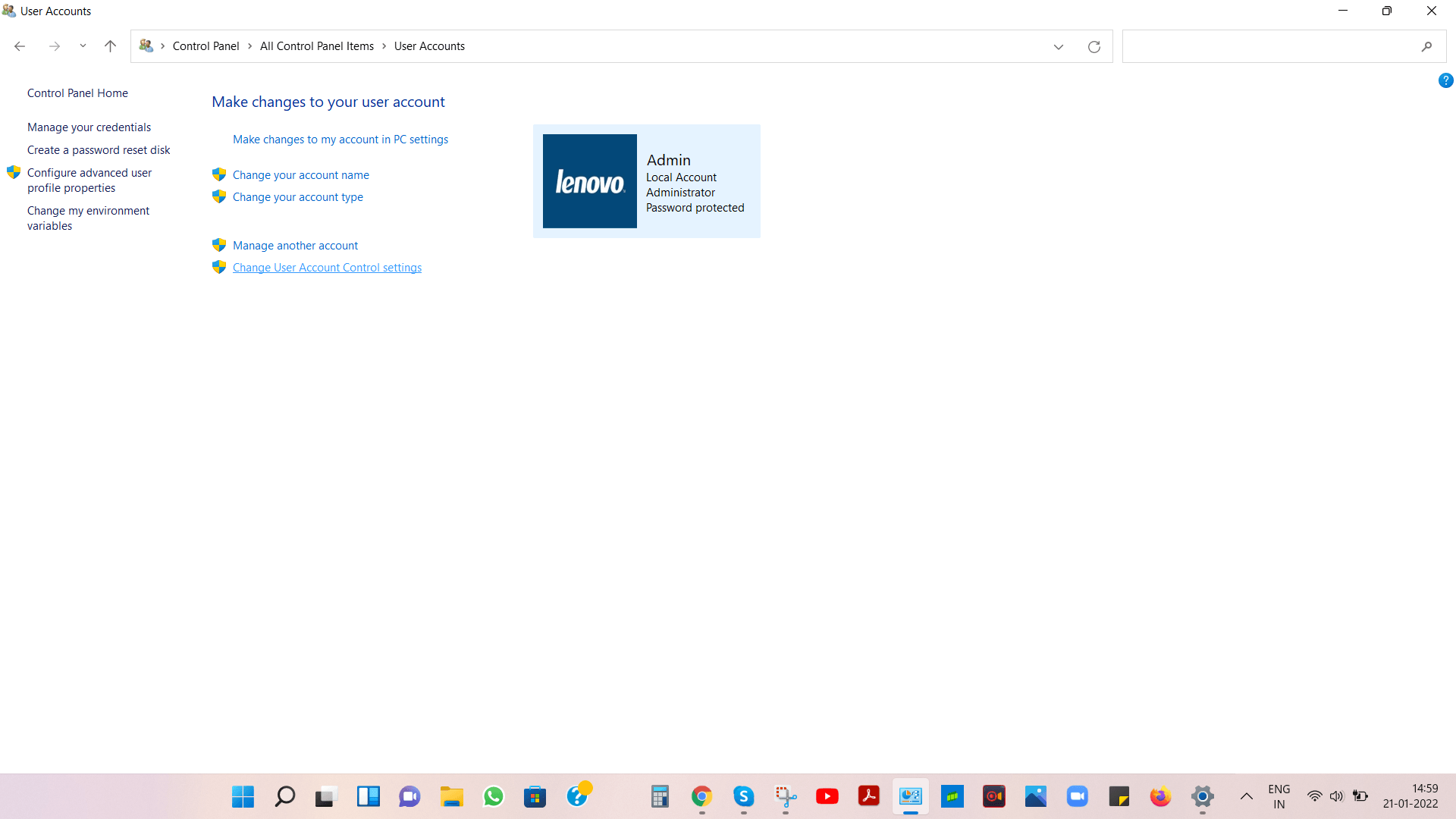 User Account Control Setting